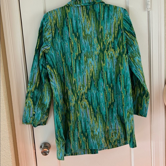 Bob Mackie Teal and Yellow Patterned Jacket - Picture 4 of 4